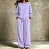 Women's Trendy Casual Neck Sweatshirt and Pants Set for Fall Winter, Comfortable Two Piece Outfit