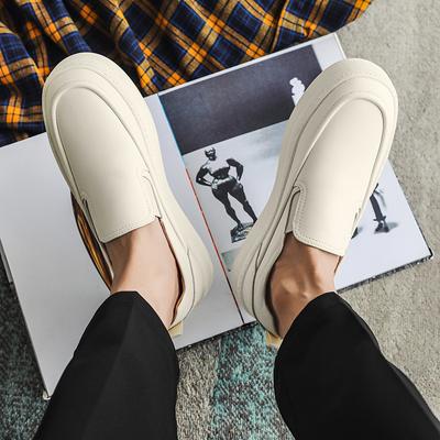 Herren Casual Sommer Schuhe Dicke Sohle Herren Slipper Leder Mode Loafer für Herren 2024 Neu Männlich Bequemer Laufschuh