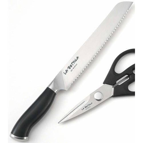 Tamahashi La Bettola Bread Knife & Kitchen Scissors LB-252 Black