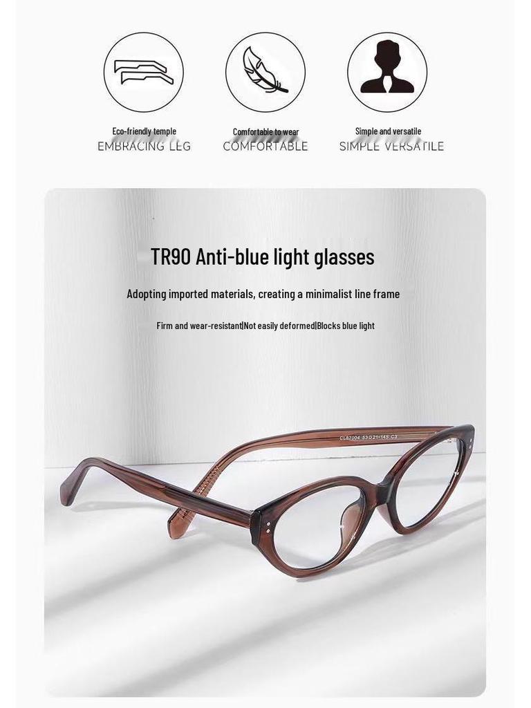 Brown Cat-Eye Acetate Frame with Myopia & Blue Light Prescription Lenses