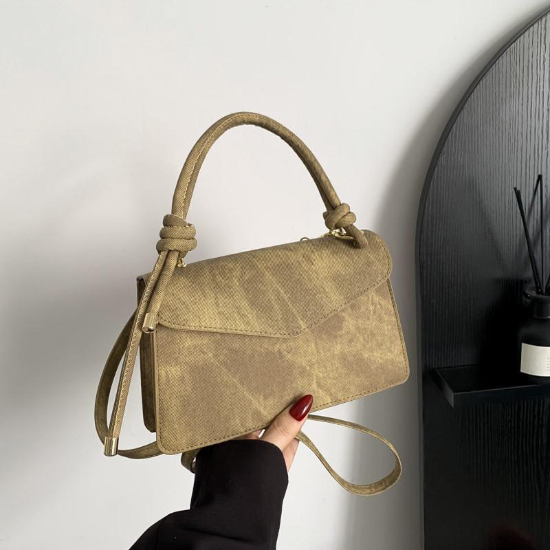 Chic 2024 Women's Korean Style Vintage Solid Color Small Crossbody Bag Pu Handbag