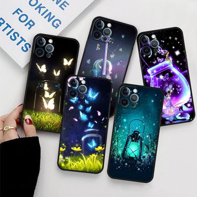 Case For Apple iPhone 11 13 12 14 Pro 7 Plus XR X XS Max 6 6S 13Pro SE 2022 Black Silicone Phone Funda Butterfly Moon