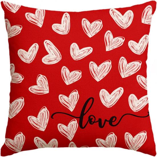 AVOIN colorlife Valentine's Day White Love Heart Throw Pillow Cover, 12 x 20 Inch Red Anniversary Wedding Cushion Case Decoration for Sofa Couch