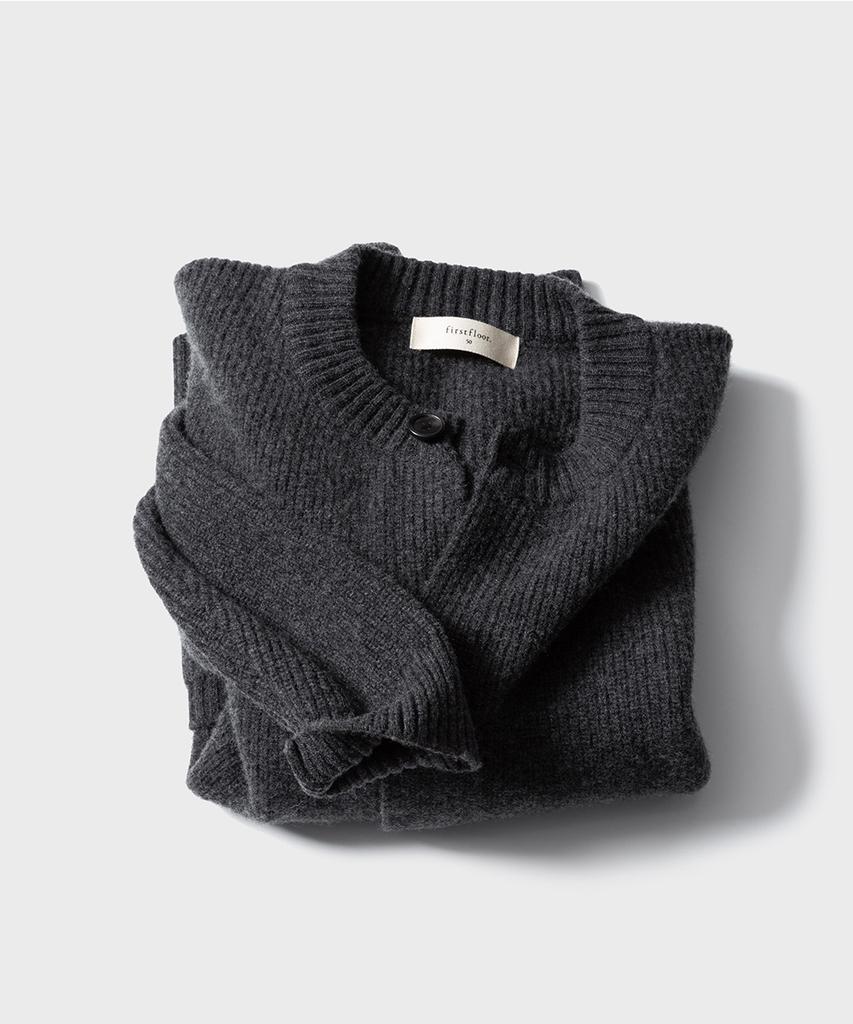 The First Floor Round Neck Cardigan - Charcoal
