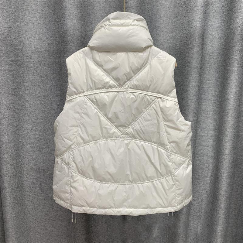 Invierno mujer cuello alto Color sólido sin mangas chaleco cálido cuello alto suelto Chic pato blanco abajo abrigo