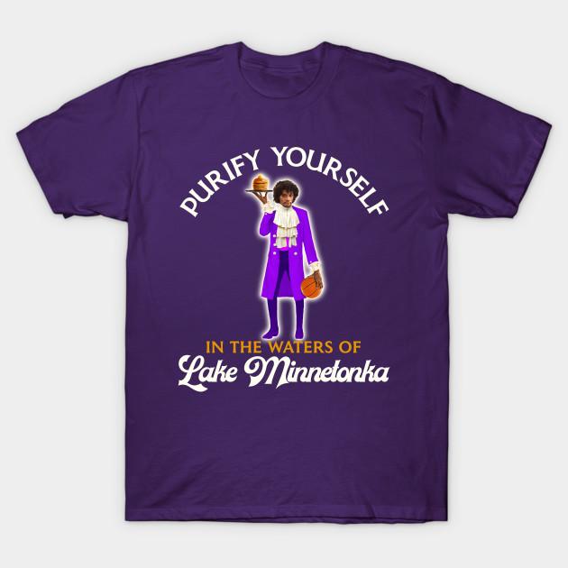 Men Black Print T-shirt Purify Yourself In The Waters Of Lake Minnetonka No-Cut Transfer Paper Print Cotton Tshirt