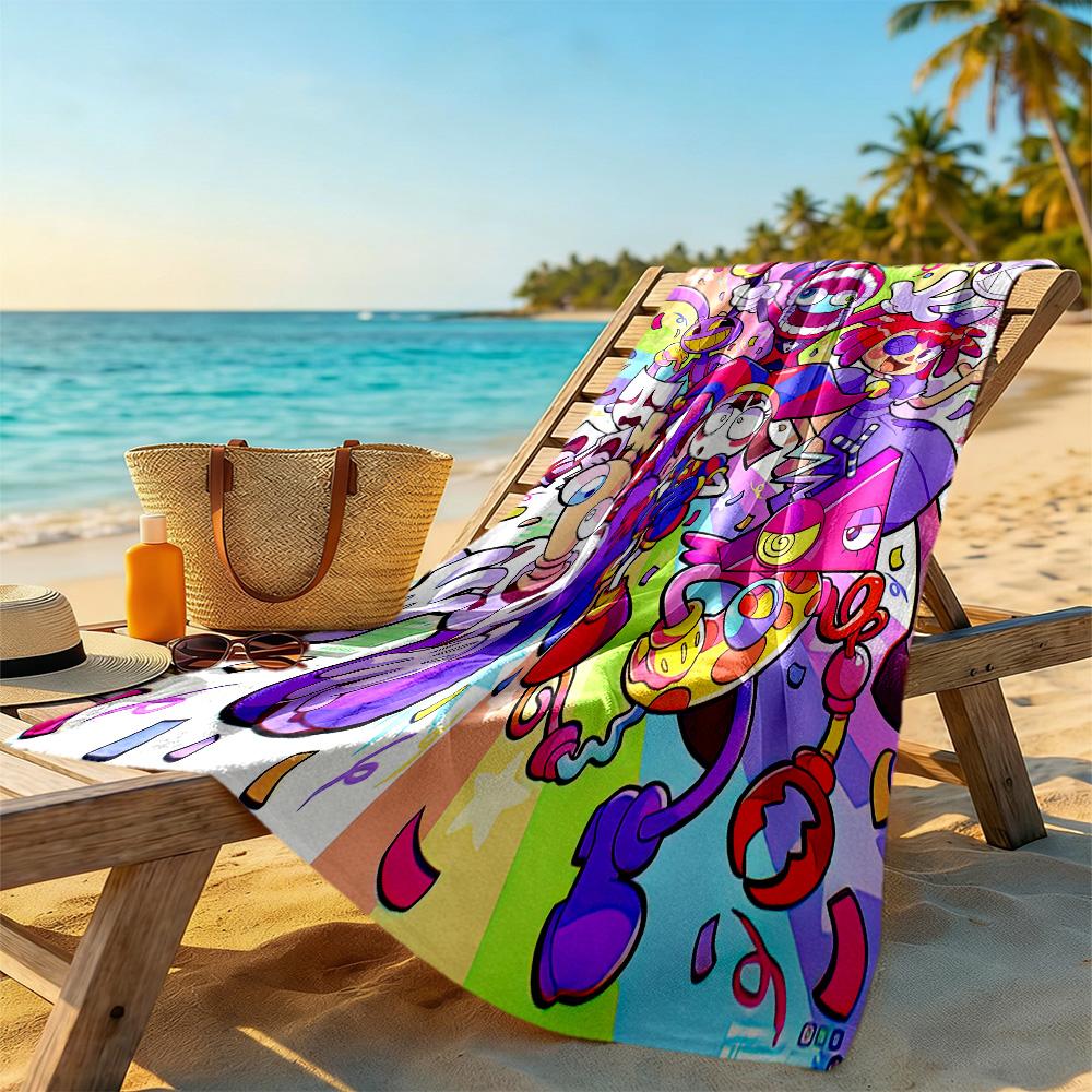 Das Erstaunliche Digitale Zirkus Stil Strandtuch Super Weich & Saugfähig Bequem Leicht Perfekt für Reisen Yoga Camping und Schwimmen