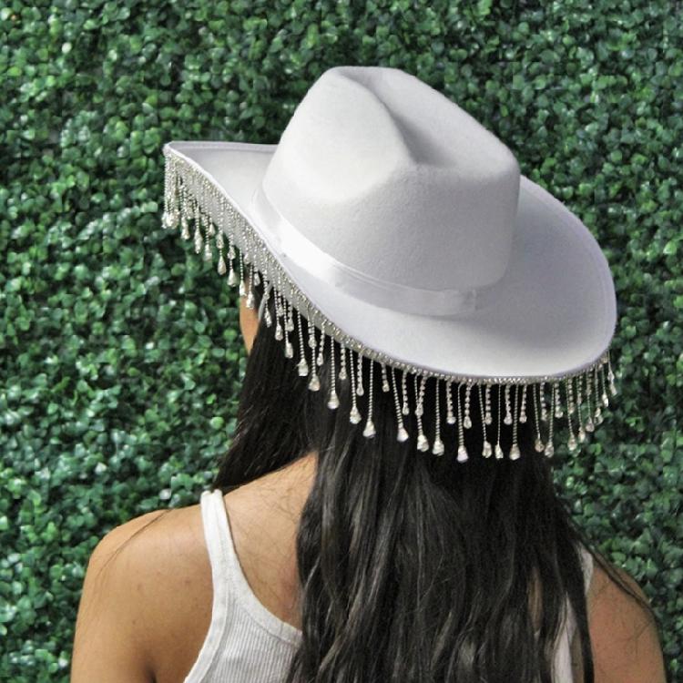 Gleaming Bride Hat Sparkly Cowboy Hats Rhinestones Panama Hat for Party