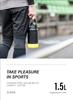 Peacock BY Stainless Steel Water Sports Drink Direct Yellow AJG-R150 Bottle, 1.5L, Compatible, One-Touch Drinking, Insulated, Black,