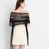 Transparent Lace Flower Tassel Scarf Sunscreen Embroidery Flower Shawl  Head Scarf