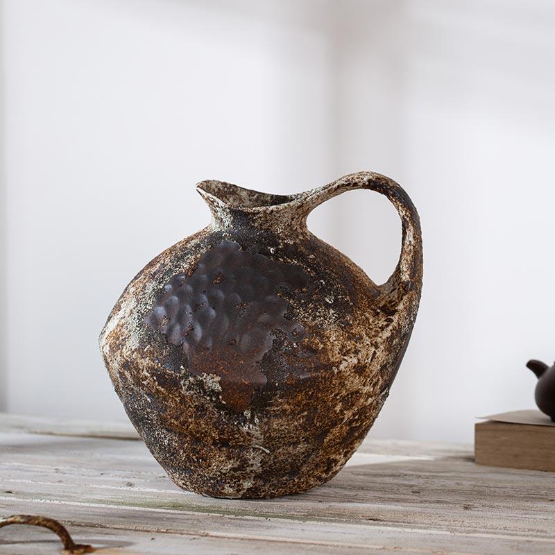 Retro Zen Coarse Pottery Vase: Living Room Tabletop or Foyer Flower Decoration
