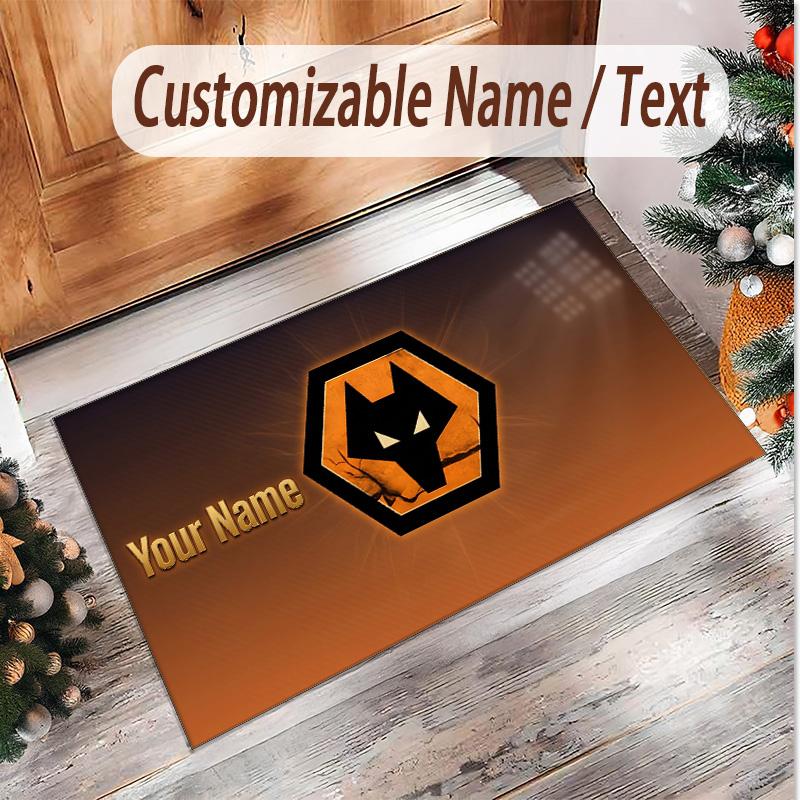Personalized Crystal Velvet Carpet Wolverhampton Wanderers Pattern Non Slip Floor Rug