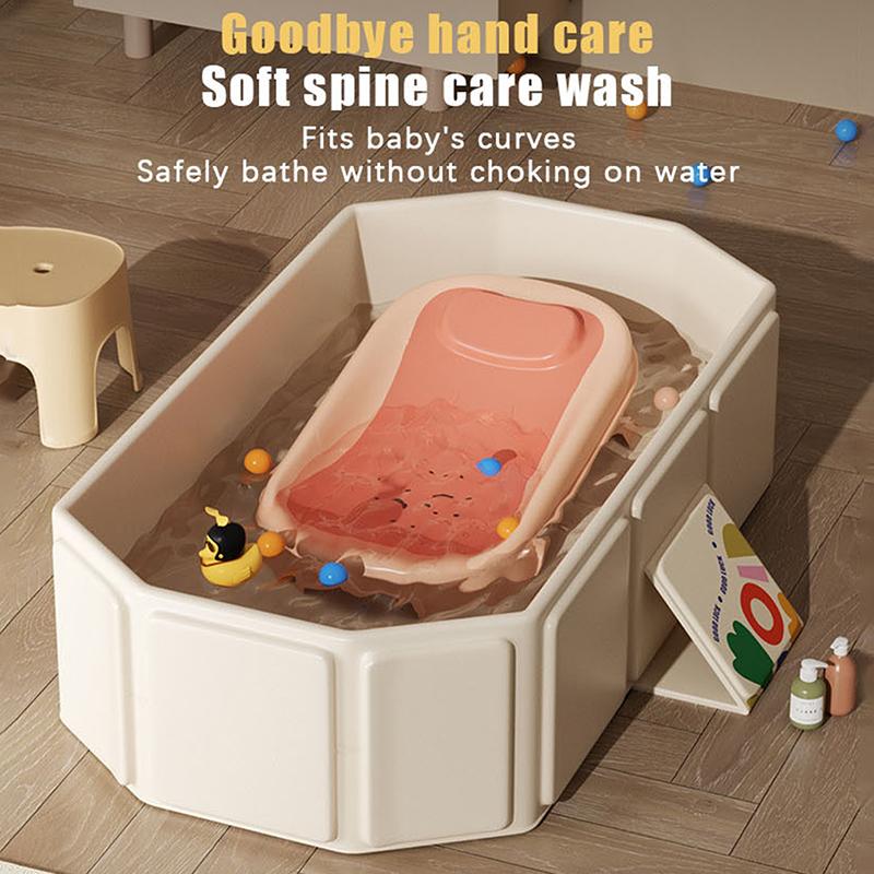 Summer Baby Bathtub Pvc Large Size Folding Bath Tub Infant Newborn Tub Portable Storage No Installation 0-5 Years Old