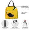 Black Cat With Flowers On Yellow Background Insulated Lunch Bag Cooler Thermal Food Box Tote Leakproof Lunch Boxes Container