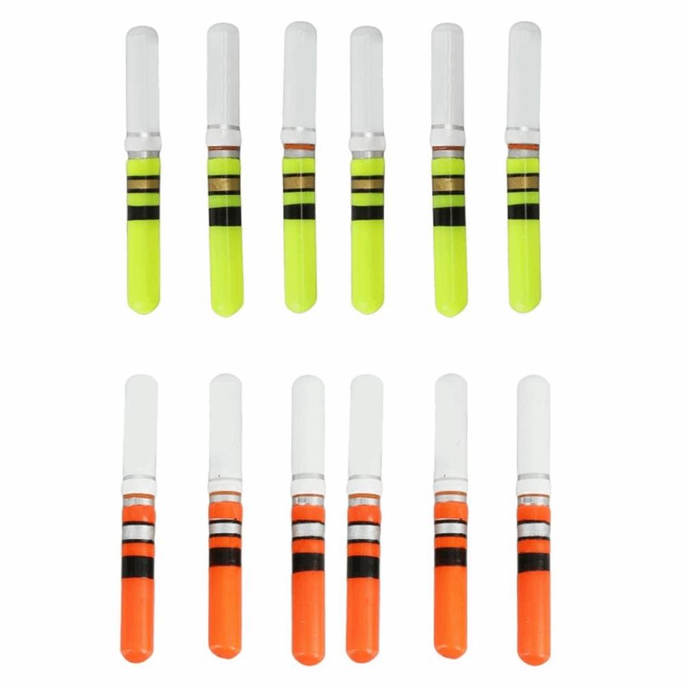 6PCS LED Fishing Float Lights Cylindrical Luminous Fishing Floats 4*0.5cm Red Green Fishing Glow Sticks Freshwater Fishing