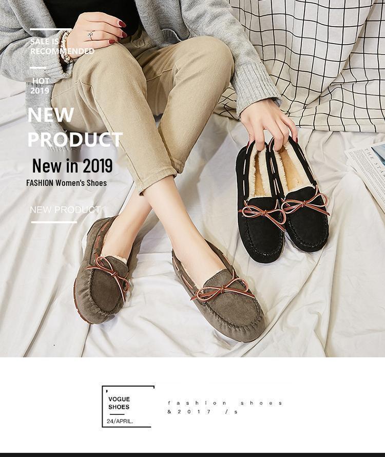 Women's Washable, Non-Fading, Fleece-Lined, Non-Slip Flat Shoes for Autumn & Winter