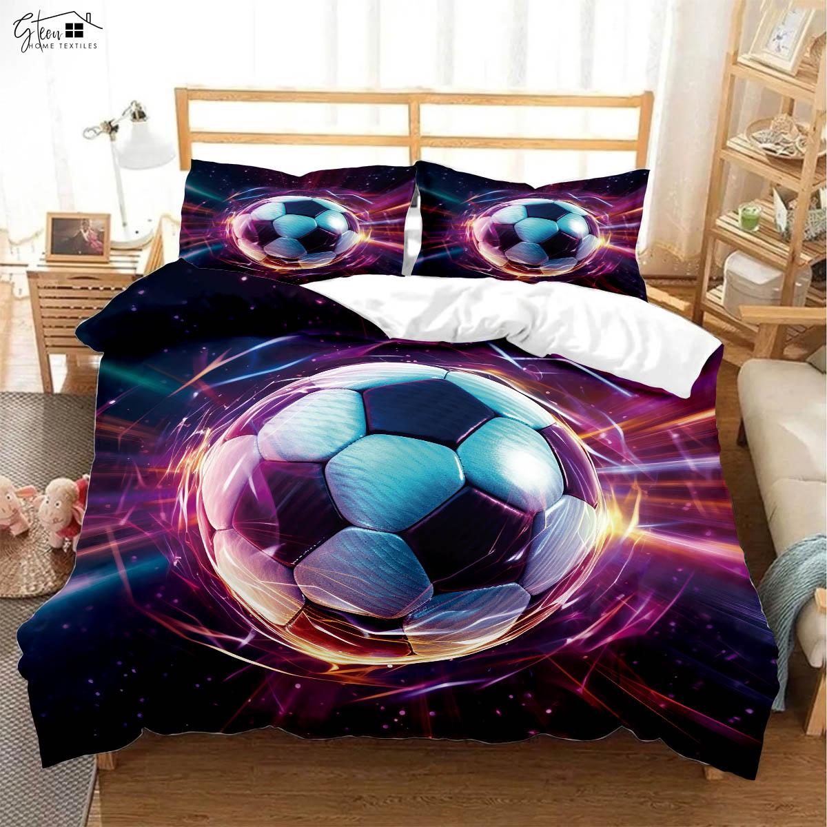 

Крутой спортивный акварельный футбольный 3D-принтер, пододеяльник, комплект постельного белья для мальчиков, пододеяльник, наволочка, комплект из трех предметов EU 135x200cm 2PCS