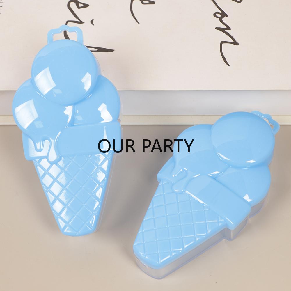 

2Pcs Sweet Ice Cream Shape Plastic Cookie Candy Box Gender Reveal Gift Packing Boxes for Kids Birthday Baby Shower Party Decor 12.6x6.8x3.6cm синий