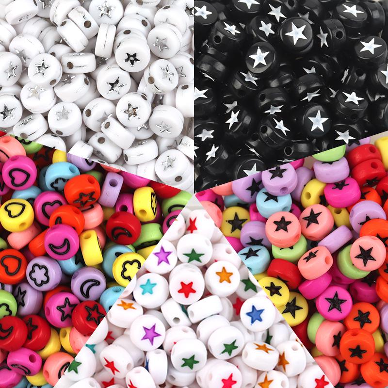 Acrylic Frosted Sugar Fruit Color Rubber Smiley Face Beads, 50 Pcs, DIY Bracelet Charms