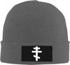 Berretto a Cuffia con Croce Ortodossa Bianca Unisex Donna Cappello in Maglia Cappello a Calza Cappello Lento a Teschio Caldo Cappello di Copertura Cappello in Maglia Nero