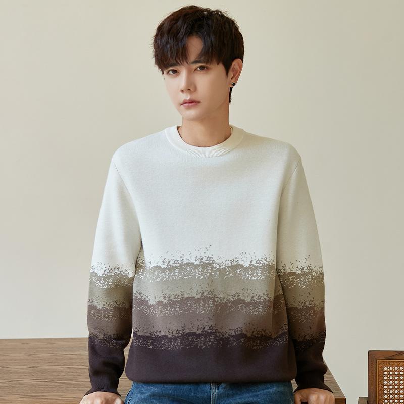Autumn and Winter Inner Sweater Solid Color High-end Crew Neck Sweater Loose Trend Casual Men's Knitted Sweater