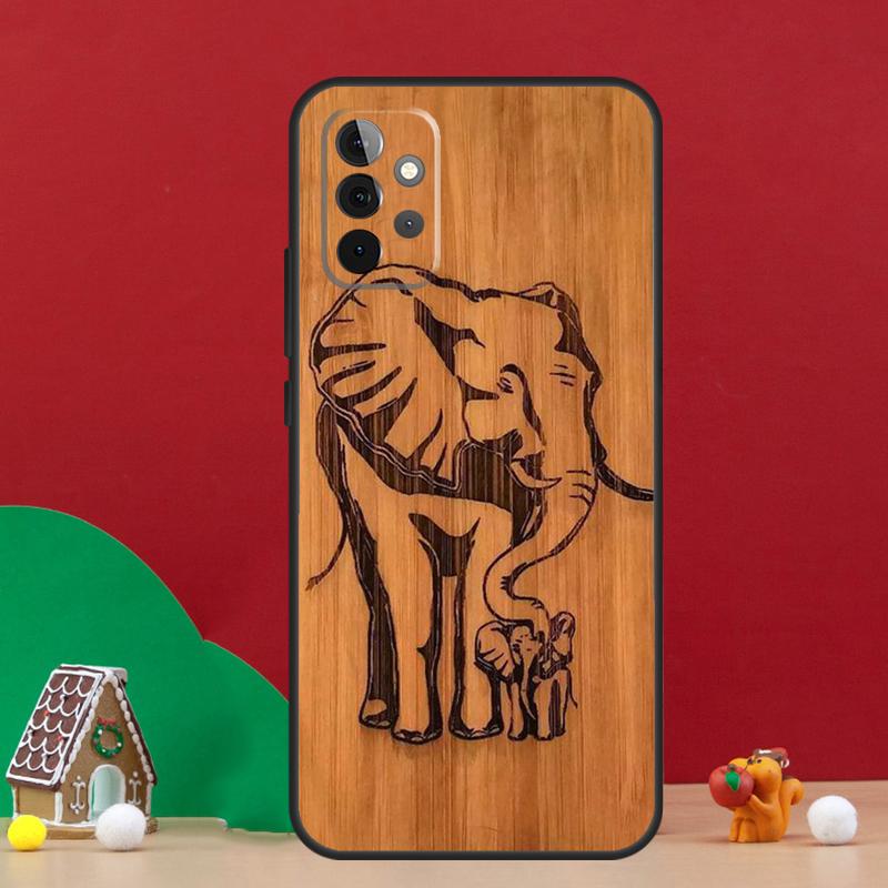 Natural Bamboo Wood Animal Print Case For Samsung Galaxy A55 A52 A32 A12 A33 A06 A16 A26 A36 A56 A15 A53 A13 A34 A54 A14 A17