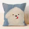 "Adorable White Fluffy Dog Oil - Painting Style Throw Pillow Cover"