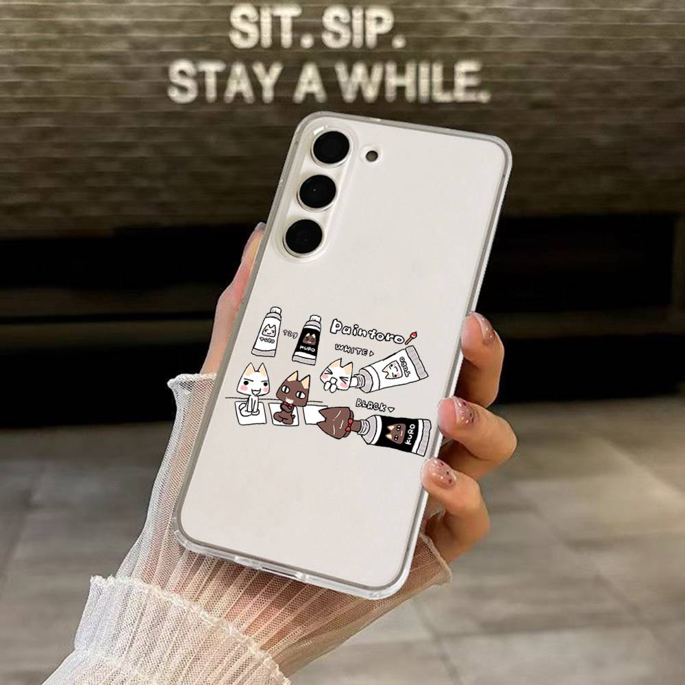 INS Cute T-Toro Inoue-S Cat Phone Case For Samsung Galaxy S25 S24 S23 S22 S21 FE Ultra Plus A32 A53 A13 A31 Soft Cover