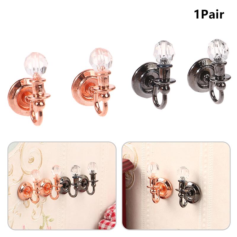 1Pair 1:12 Dollhouse Miniature Wall Light Lamp Home Furniture Model Decor Toy