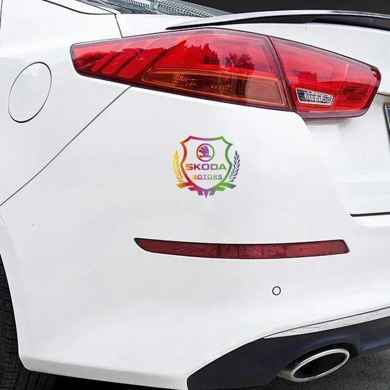 EMIW1 Car Window Emblem Colorful Sticker Badge Decal for Skoda Octavia Rapid Karoq Superb 3 Fabia 1 2 Kodiaq RS Yeti Vision Roomster