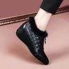 Thick-soled slope heel soft leather short boots women's autumn and winter new plush soft-soled fluffy boots tide