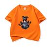 Kids Cotton T Shirt Adorable Pocket Staffordshire Dog Pattern Print Crew Neck Short Sleeve Tee Casual Boys Girls Summer Tops
