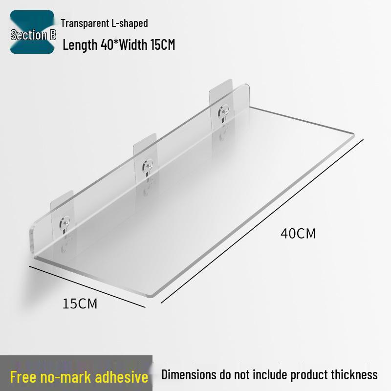 Acrylic Wall-Mounted Bathroom Mirror Cabinet with No-Punch Shelf
