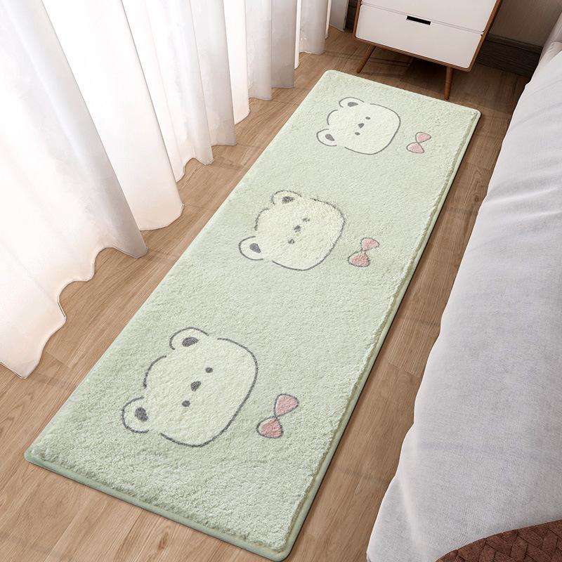 Bedroom Bed Rug Cartoon Ins Wind Bed In Front of Small Mat Living Room Room Long Oval Thick Bed Blanket