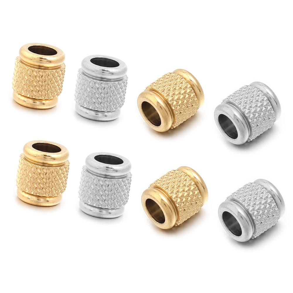 5-10pcs/lot Gold Color Stainless Steel Beads Texture Cylinder Beads Loose Spacer Beads For Jewelry Making DIY Necklace Bracelet
