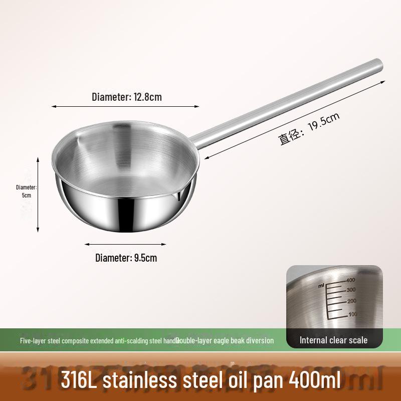 316 Stainless Steel Mini Deep Fryer & Milk Pot: Thickened Cooking Pan for Baby Food & Household Use