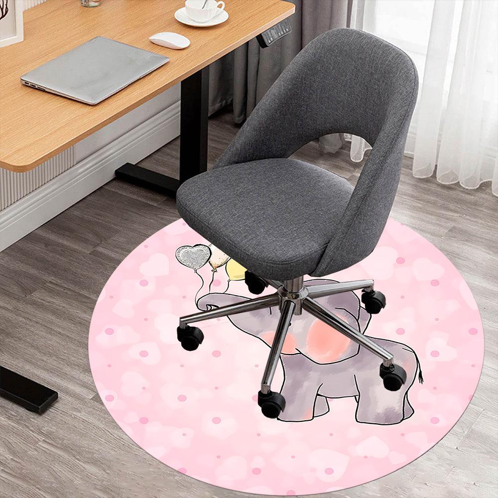 1pc Elephant Balloons Round Chair Mat Area Rug - Non-Slip, Floor Mat for Office, Bedroom, and Indoor Decor C1125307