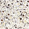100pcs A-Z Acrylic Letter Square Beads Gold Color 6mm Large Hole Loose Bead for DIY Bracelet Necklace Jewelry Beaded Accessories