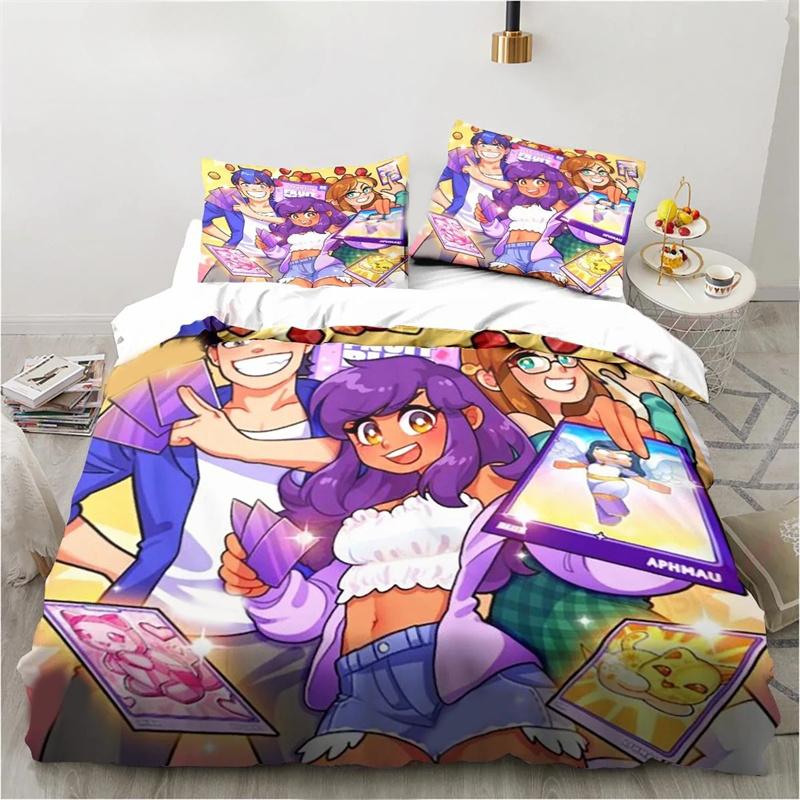 Cartoon Game Cute Aphmau with Wings Bedding Set Twin Queen King Size Duvet Cover Pillowcase for Boys Girls
