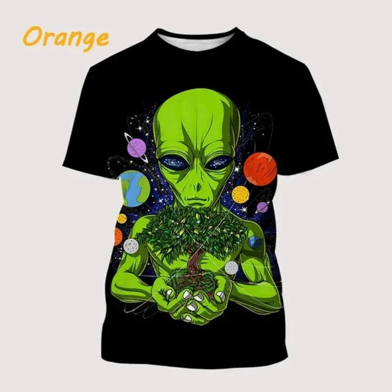 

Модная мужская одежда, новая забавная футболка с 3D-принтом Alien, индивидуальная футболка в стиле хип-хоп и унисекс, футболка большого размера Harajuku, топы, футболки S
