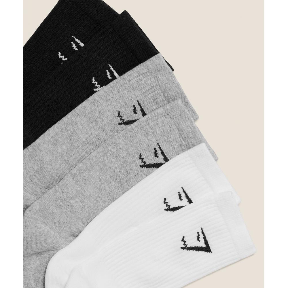 Gymshark Crew Socks 6pk White Light Grey Core Marl Black I2c5d Wb7z