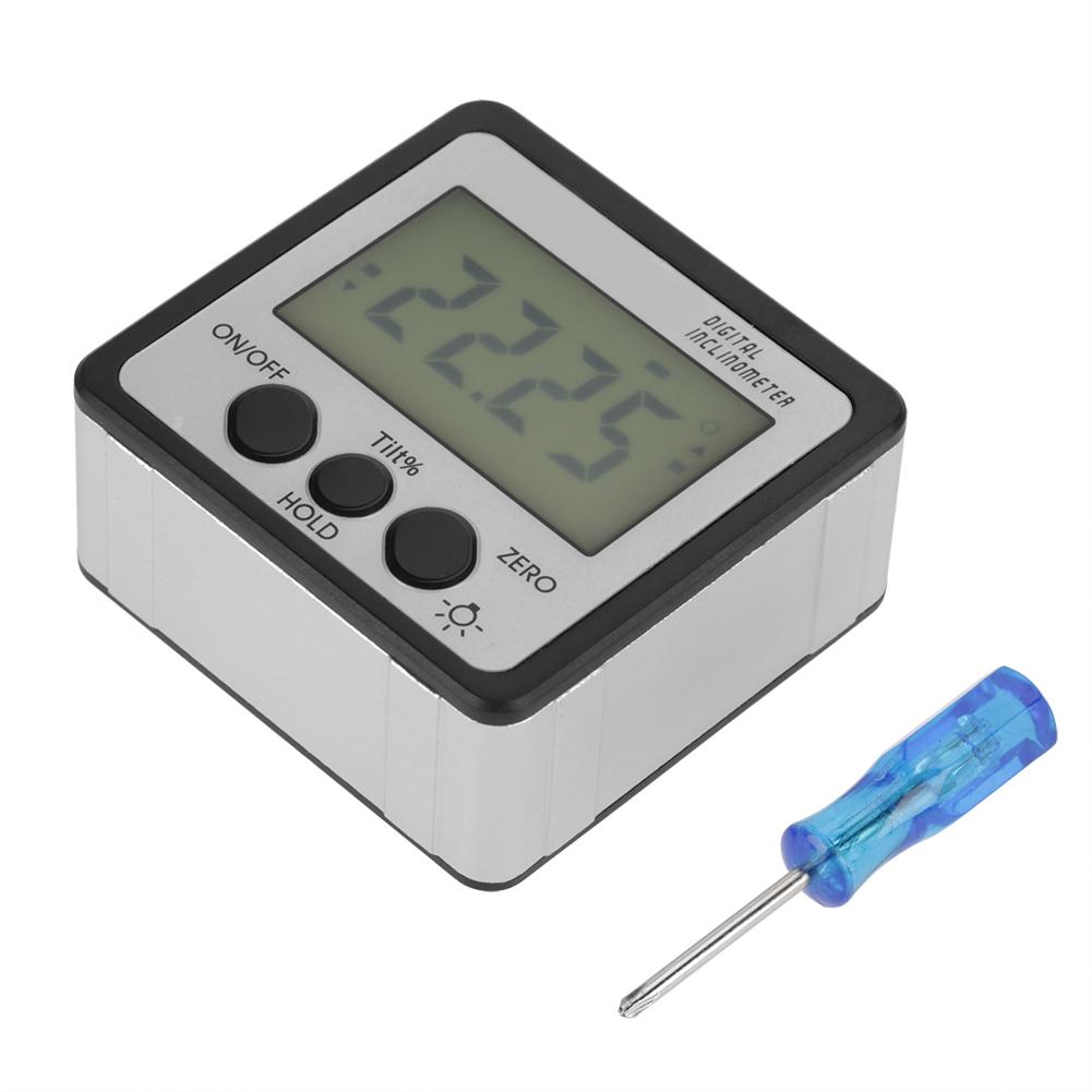 Digital Magnetic Inclinometer Angle Gauge Meter Protractor 4 X 90 Degrees  (Silver)