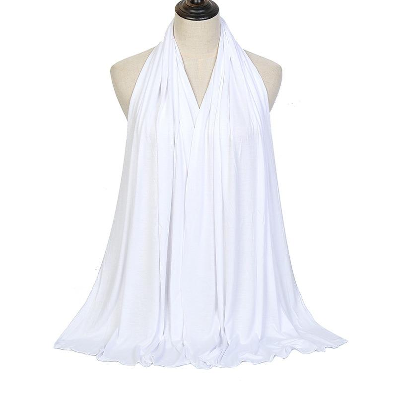 

Plain Jersey Hijab Scarf for Women Middle Eastern Style Lightweight Stretchy Veil Versatile Southeast Asian Wrap Headscarf 170x60cm білий