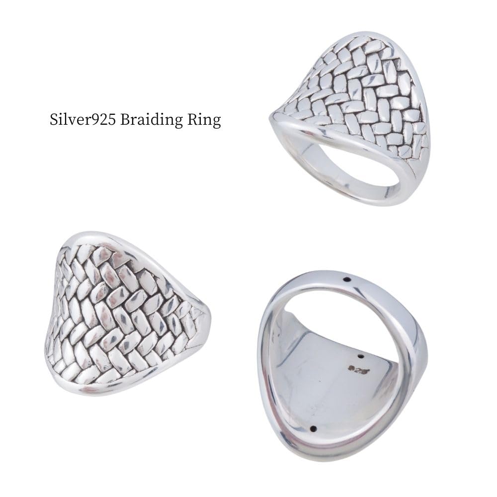 Ring Braided Rope Silver 925 Ring Signet Ring Silver Ring Accessories [aBALENT] Men's Men's (No. 15)