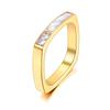 JeeMango Titanium Stainless Steel Geometric Square Cubic Zirconia Rings 18K Gold Plated Bohemia Shell Ring For Women R21028