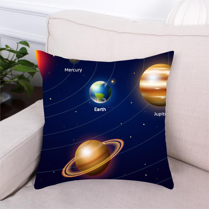 Black Dream Space Planet Digital Printing Short Plush Pillow Covers Decorative For Car Sofa Office Cushion Cover Home Goods