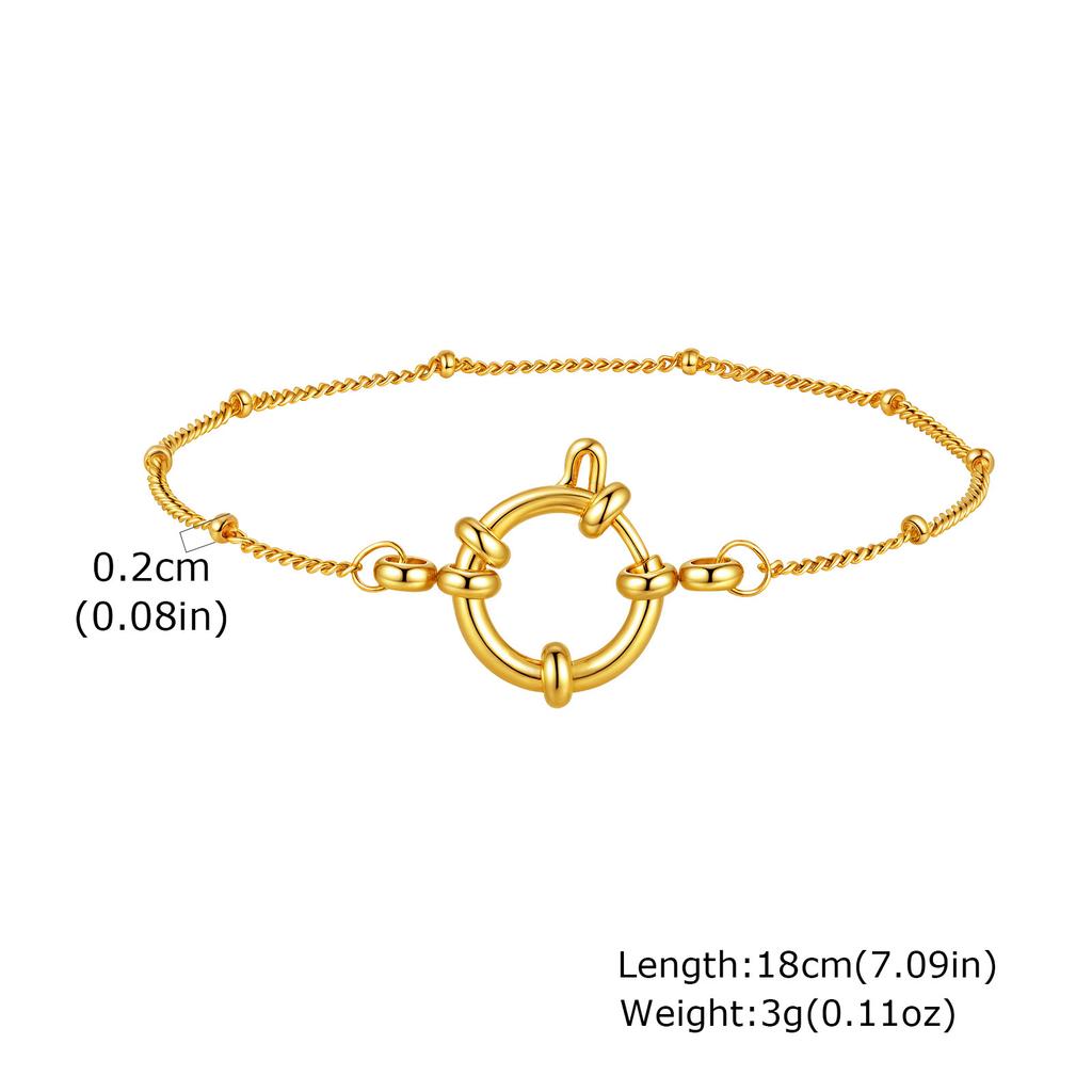 Fashion Stainless Steel Bubble Buckle Gold Bracelet Twist Chain Bead Separator Chain Round Snake Chain Nc Chain Women'S Jewelry 2465