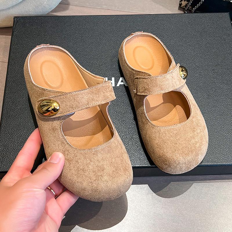 

Spring/Summer New Style Mary Jane Sandals, French-style Soft-soled Slippers, Lightweight Anti-slip Head-encased Half-Flip Flops 40 хаки