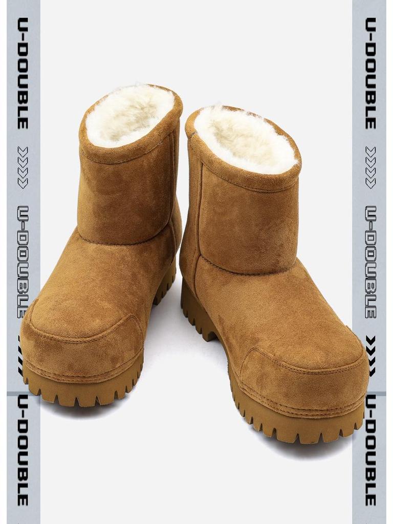 2025 Winter Fleece-Lined Big Head Snow Boots, Non-Slip Thick Sole, Height-Increasing, Pull-On Fashion.