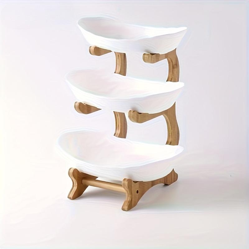 Wooden 3-Tier Fruit and Vegetable Basket with Wooden Legs - Versatile Kitchen Organizer for Fruits, Vegetables, and Iced Food